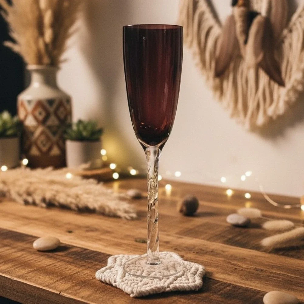 Pier 1 Imports Amethyst‎ Purple Champagne Flute, Vintage Twisted Stem Stemware